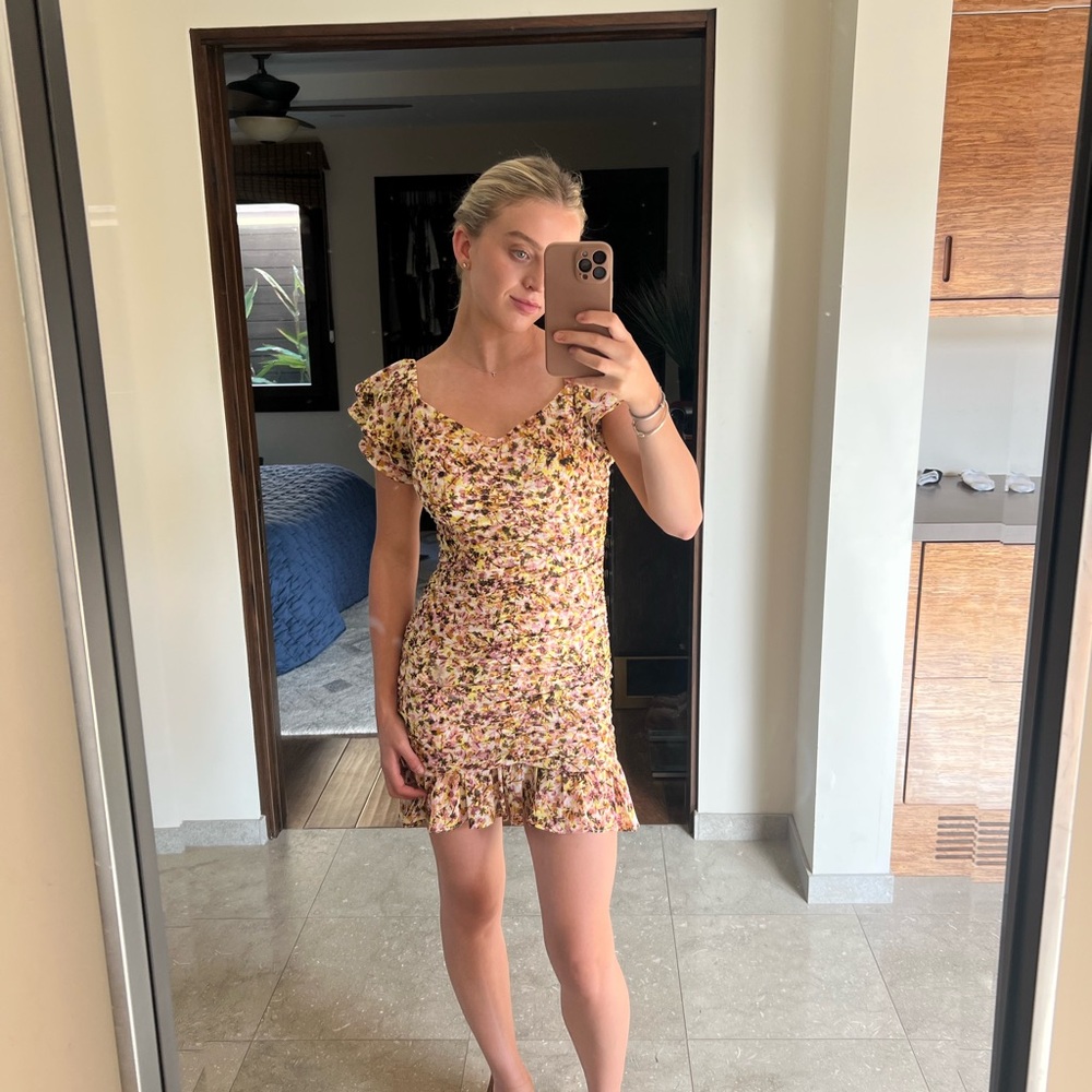 ASTR Floral Ruffle Sleeve Dress